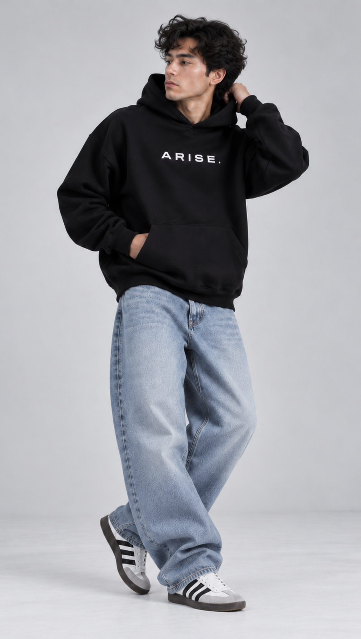 Crimson Dagger Oversized Hoodie – Black