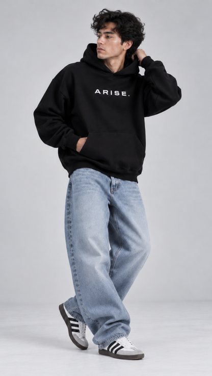 Crimson Dagger Oversized Hoodie – Black
