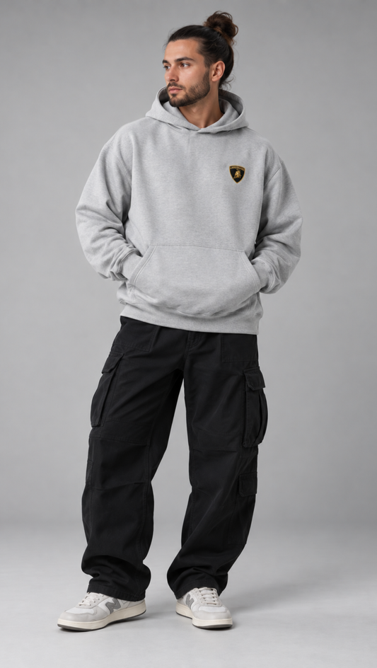 Lamborghini Aventador Blueprint Oversized Hoodie - front chest logo