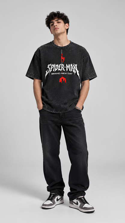 Spider-Man Brand New Day Washed Oversized Tee - front graphic